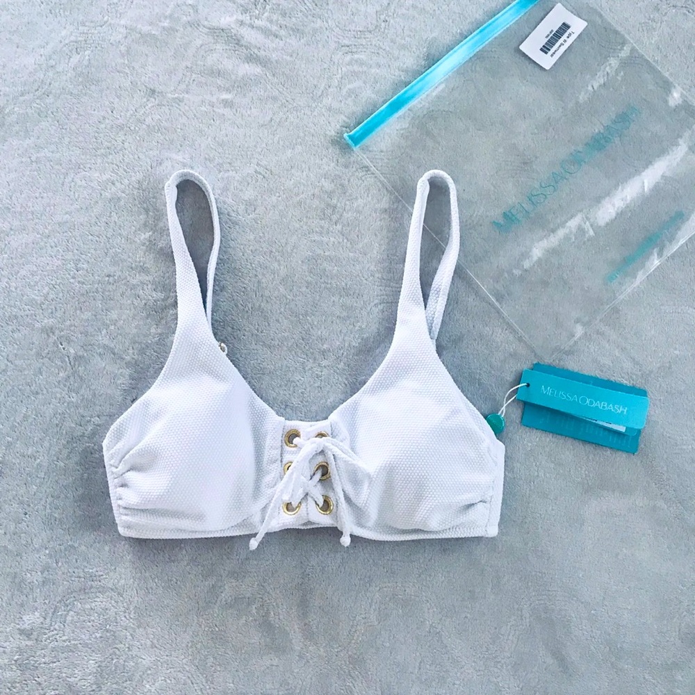 Melissa Odabash Women's White Gold Grommet Bikini Top Swimsuit  Size 4 S